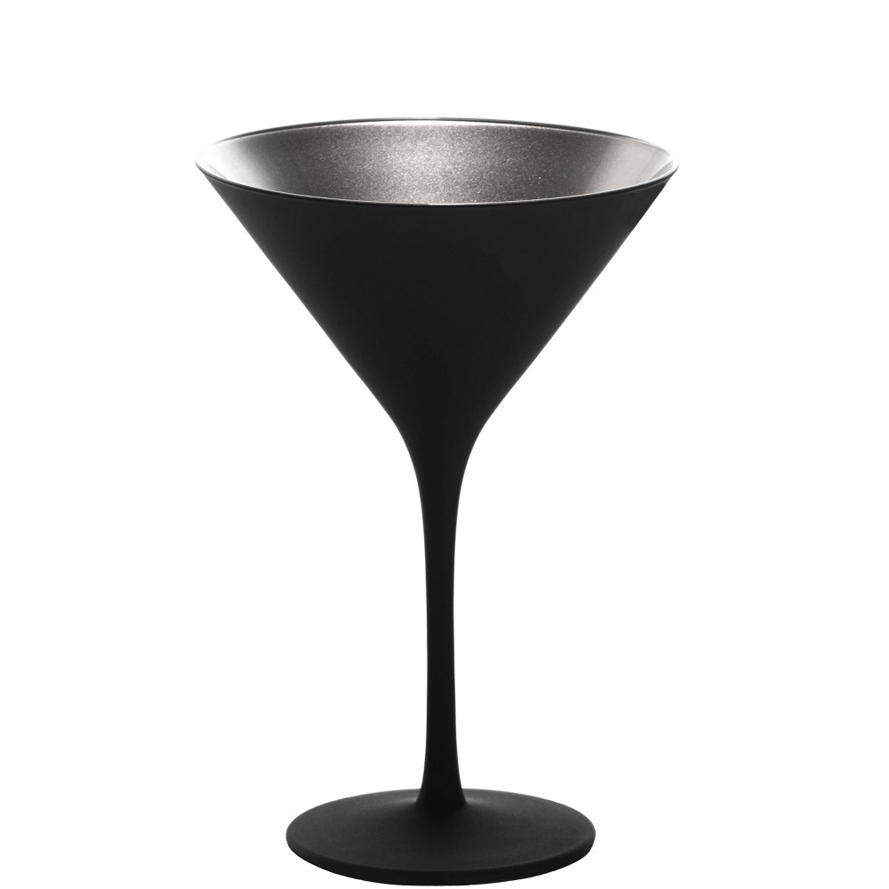Photos - Glass Set of 6 Olympia Martini Drinkware 8oz Glasses Black/Silver - Stolzle Laus