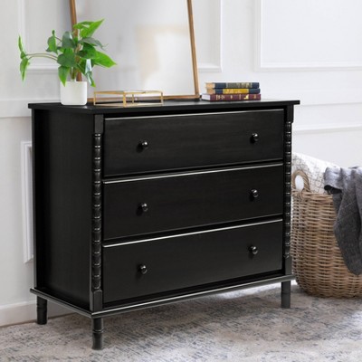 Jenny Lind Ebony Black Spindle 3-Drawer Nursery Dresser