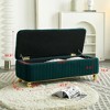 Lyngins Velvet Storage Ottomanes,Tufted Upholstered Storage Bench with Gold Embroidery ottoman,Storage Bench Benches for Living Room,Bedroom - 3 of 4