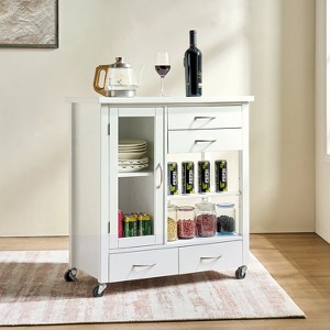 Bella Depot Rolling Kitchen Bar Cabinet with Storage Drawers and Shelves - 1 of 4