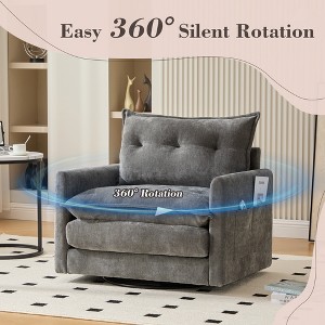 MOONMISS Chenille Swivel Barrel Chair - Mid Century Modern Single Chair, Thick Padded Arm Chair with Solid Metal Base for Living Room Bedroom - 1 of 4