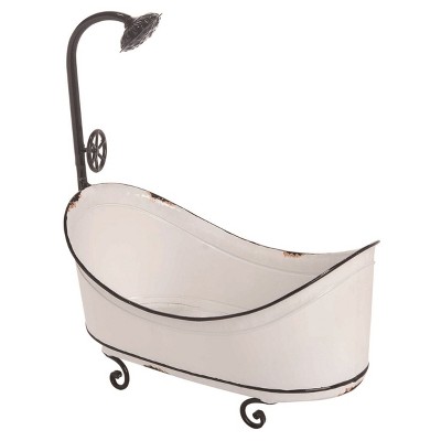 Transpac Metal 15" White Spring Enameled Novelty Bathtub Planter