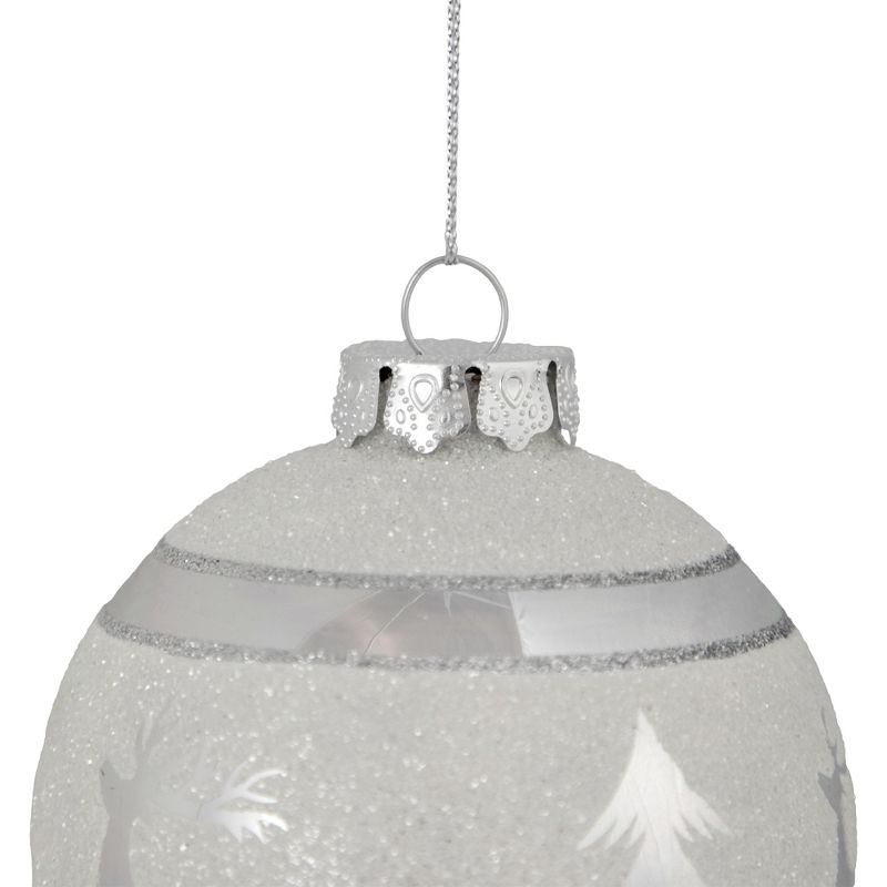 Northlight 3.5" White and Silver Glass Christmas Ball Ornament, 4 of 6