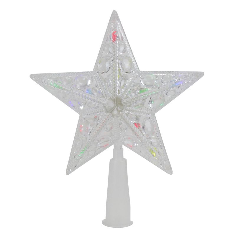 Northlight 7.5" Pre-Lit Clear Jeweled Star Battery Operated Christmas Tree Topper - Multicolor Lights, 1 of 3