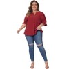 Agnes Orinda Women's Plus Size V Neck Puff Ruffle Sleeves Dressy Casual Summer Blouse - 3 of 4