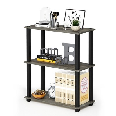 French Oak Gray 3-Tier Adjustable Wood Bookshelf