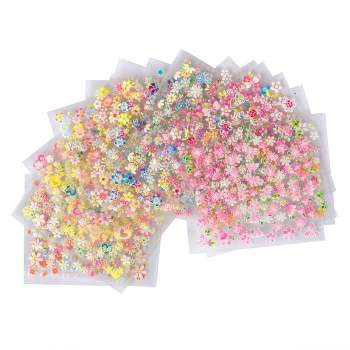 Zodaca 30 Sheets 3D Flower Nail Art Stickers & Charms Decoration for Manicure, Mixed Size