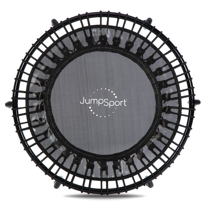JumpSport 220 In Home Cardio Fitness Rebounder Mini Trampoline with Premium Bungees and Workout DVD, Safe, Sturdy and Gentle on the Body, Black, 1 of 7