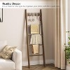 MaseiKar Blanket Ladder for Living Room and Bedroom, 5-Tier Wall Leaning Towel Rack for Bathroom, Decorative Ladder Shelf with 4 Removable Hooks,Brown - 4 of 4