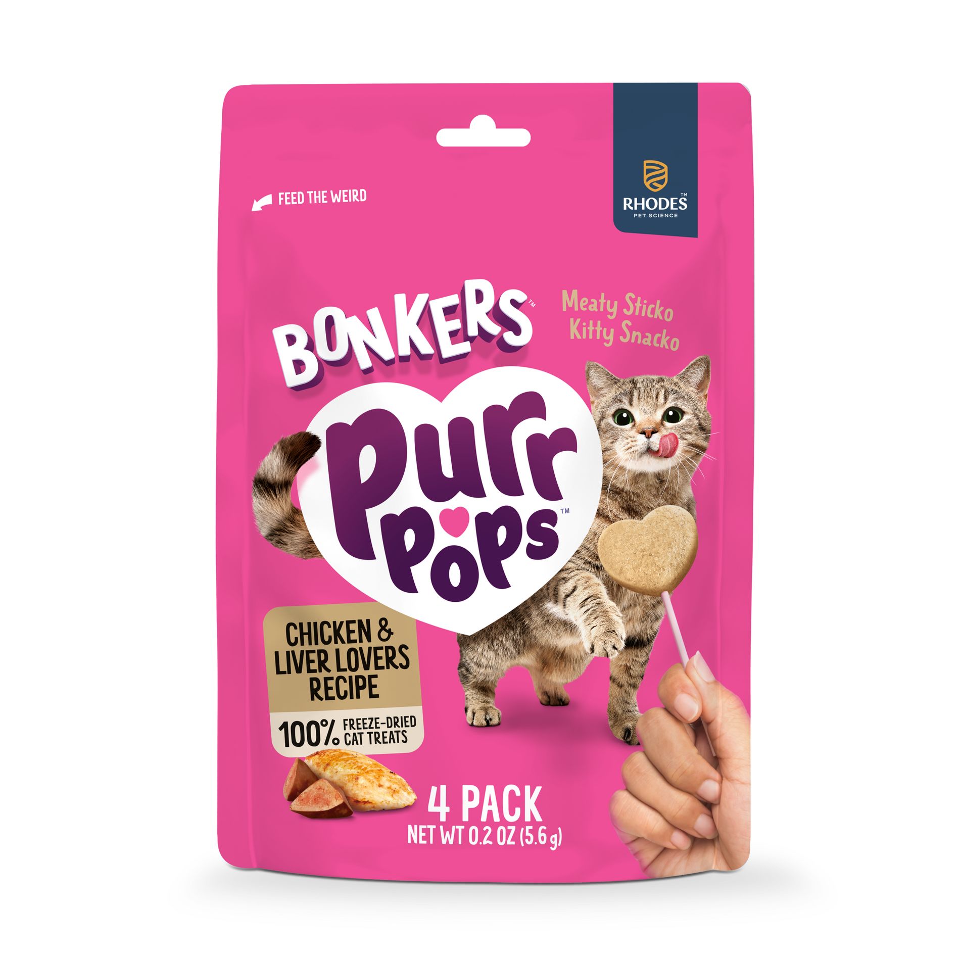 Bonkers Purrpops Chicken Flavor Lickable Cat Treats - 4ct