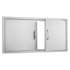 VEVOR BBQ Access Door, 42W x 21H Inch Double Outdoor Kitchen Door, Stainless Steel Flush Mount Door, Wall Vertical Door with Handles - 1 of 4