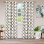 Geometric Trellis Thermal Insulated Blackout Curtain 2-Panel Set with Grommet Topper - Blue Nile Mills