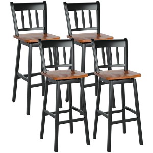Costway Set of 4 Swivel Bar Stools 30.5'' Pub Height Dining Bar Chairs Cream\Black - 1 of 4