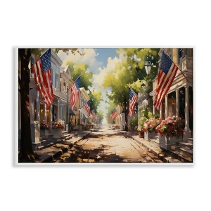 Stupell Industries American Flag Lined Street Framed Giclee Art - 1 of 4
