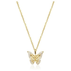 Clotth Women's Lucky Charm Butterfly Pendant Necklace - Trendy Delicate Collar Chain with Mixed Gemstone Accent - 1 of 4