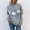 Womens Pullover Sweater Turtleneck Snowflakes Sweater Christmas Sweater Ribbed Knit Long Sleeve Sweater - 4 of 4