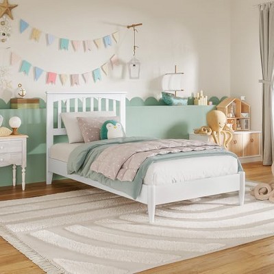 AFI Furnishings Becket Twin Solid Wood Low Profile Platform Bed, White