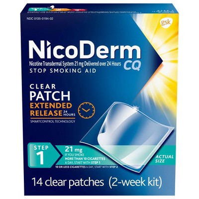 NicoDerm CQ Stop Smoking Aid Clear Patches Step 1 - 14ct