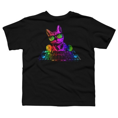 Boy's Design By Humans Cool Cat DJ By clingcling T-Shirt