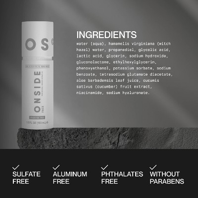 Onside Dual-Action Face Toner Mist - Fragrance Free - 3.5 fl oz: Brightening, Alcohol-Free, For Combination Skin