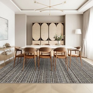 Modern Washable Area Rug Non Shedding Soft Ultra Thin Striped Contemporary Accent Carpet Non Slip Abstract Carpet for Bedroom Living Room - 1 of 4