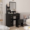 Hitow Vanity Table Makeup Set with Stool and Mirror with LED Lights Bedroom Decor - 2 of 4