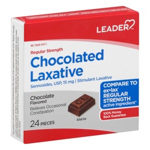 Leader 15 mg Regular Strength Chocolate Flavored Chocolated Laxative 24 ea - 1 of 4
