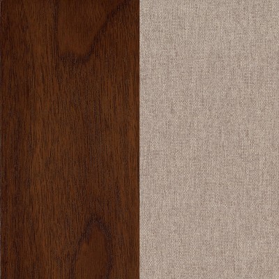 Mango Oak and Brown Upholstered Slat Back Side Chairs, Set of 2