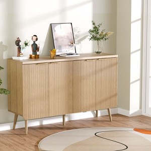 FONTOI Storage Cabinet, Sideboard Cabinet with Doors and Shelves, Buffet Cabinet with Waveform Panel for Dining Room, Wood, 47.2*13.8*30 - 1 of 4