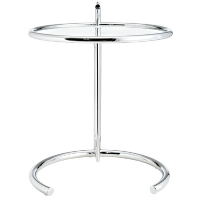 Eileen Gray Adjustable Chrome and Glass Round Side Table