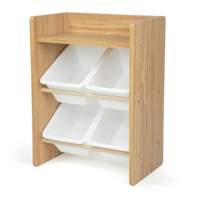 Kids' End Table Nightstand with 4 Storage Bins - Humble Crew