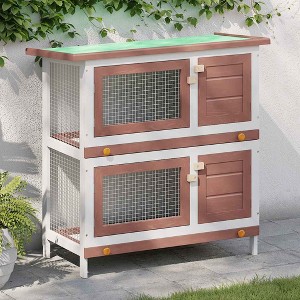 vidaXL Rabbit Hutch  Solid pine wood Large Pull-Out Rabbit Hutch - 1 of 4
