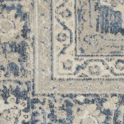 Vintage Blue Synthetic 4' x 6' Easy-Care Rectangular Area Rug