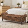Arceso 61" Storage Ottoman Bench with Arms, Linen Upholstered, End of Bed Bench for Bedroom - 2 of 4