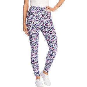 Woman Within Plus Size Stretch Cotton Printed Legging - 1 of 4