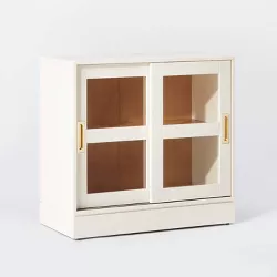 32" Promontory Sliding Glass 2 Door Cabinet White - Threshold™ designed with Studio McGee