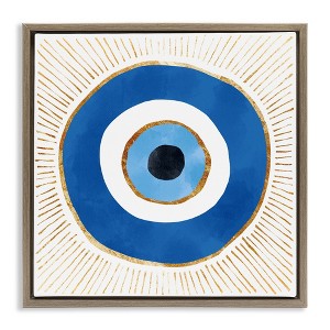 Stupell Industries Evil Eye Symbol Striped Rays Floating Frame Canvas Art, Brown, 25" x 25" - 1 of 4