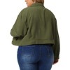 Agnes Orinda Women's Plus Size Lightweight Cropped Button Down Corduroy Trucker Jackets - 4 of 4