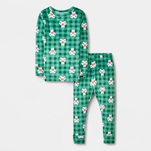 Toddler 2pc Snow Bears Snuggly Soft Pajama Set - Cat & Jack™ Green - 1 of 4