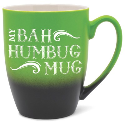 Elanze Designs My Bah Humbug Mug Two Toned Ombre Matte Green and Black 12 ounce Ceramic Stoneware Coffee Cup Mug