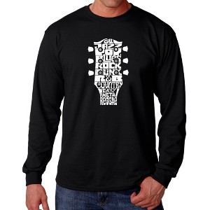 LA Pop Art Men's Word Art Long Sleeve T-shirt - Guitar Head Music Genres - 1 of 4