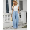 Women's Summer Fall High Waisted Loose Fit Straight Wide Leg Pants Button Down Back Elastic Waist Casual Comfortable Long Trousers - 3 of 4