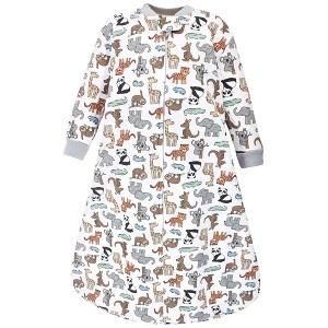 Hudson Baby Infant Boy Premium Quilted Long Sleeve Sleeping Bag and Wearable Blanket, Zoo Animals - 1 of 3