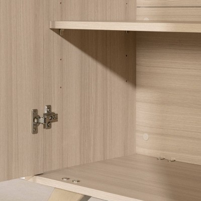 Soft Elm 65" Laminated Particle Board Bookcase with Doors