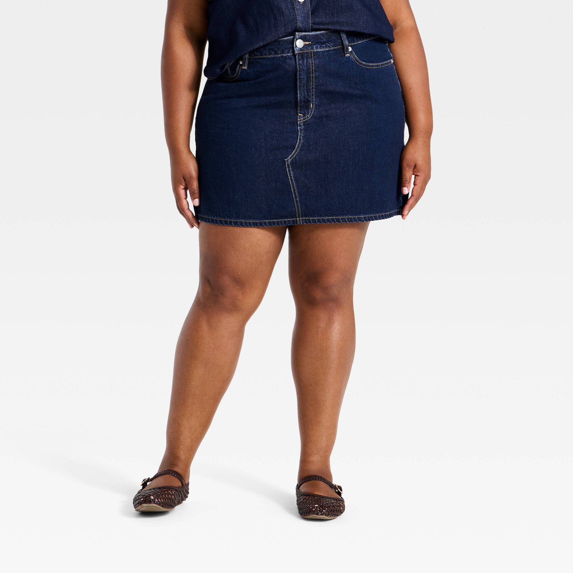 Women's Mini Jean Skirt - Ava & Viv™ Dark Wash