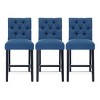 WestinTrends Hayes 24" Linen Fabric Tufted Counter Stool (Set of 3) - 2 of 3