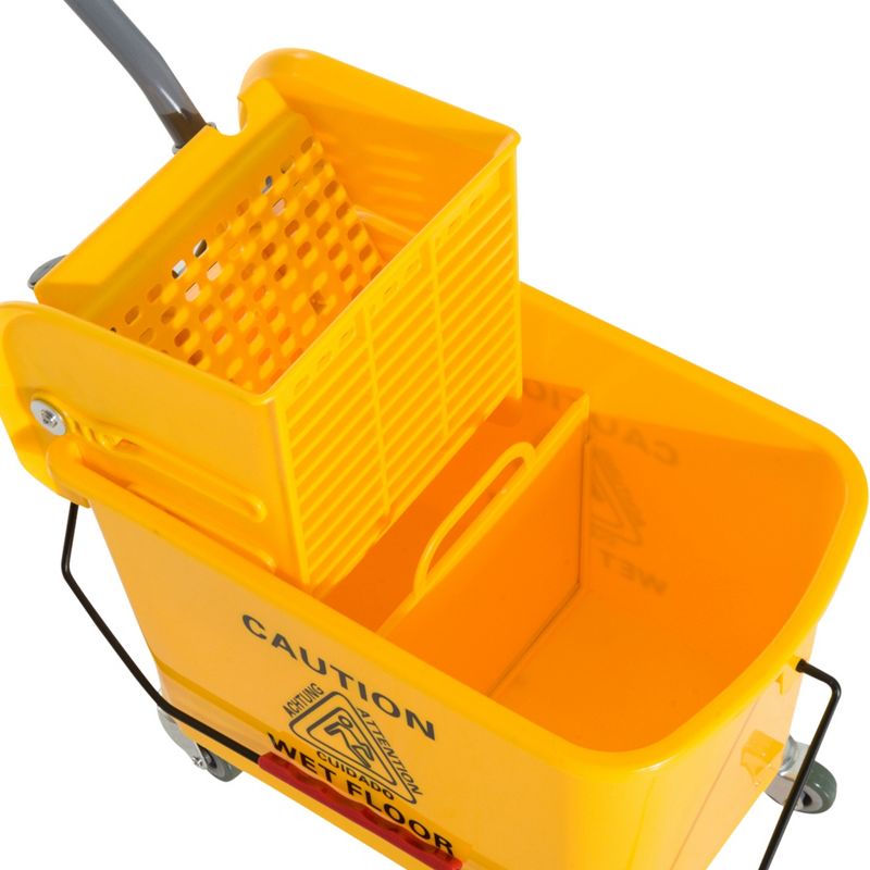 HOMCOM Mop Bucket with Wringer on Wheels for Floor Cleaning, 21 Quart, Separate Dirty and Clean Water, Yellow, 5 of 9
