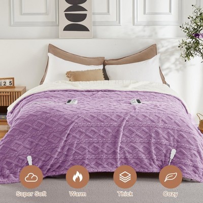 Heated Throw Blanket - Thick Soft Washable Electric Blanket with 10 Heat Settings, Washable Fast Heating Blanket Throw,  Sofa and Bed
