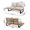 GDFStudio Raleigh Outdoor Acacia Wood 5 Seater Sectional Sofa Chat Set with Cushions, Teak/Beige - 3 of 4