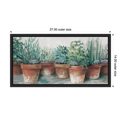 Herb Pots Still Life Canvas Print with Black Frame
